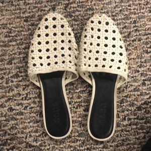 Zara beige slip on sandals